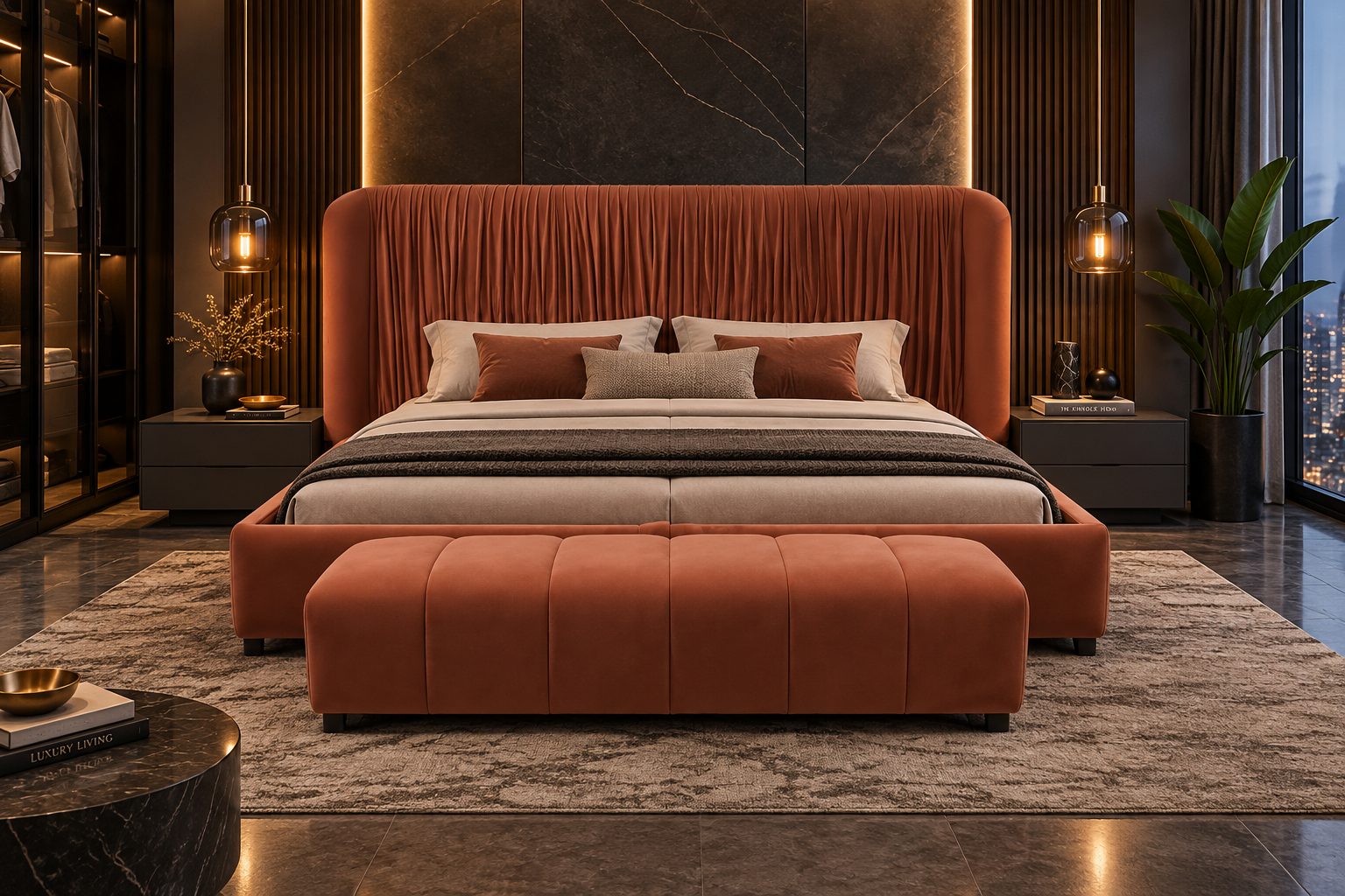 C-302 Warm Alabaster Tufted Bed Suite - Sofa Lusso Bangalore