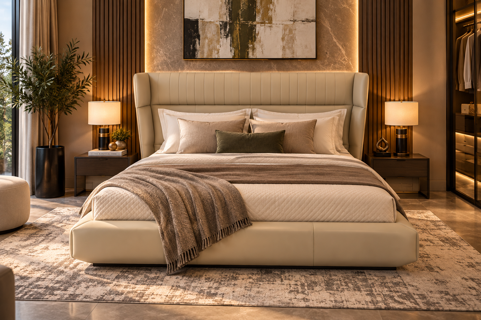C-304 Tuscan Velvet Upholstered King Cot - Sofa Lusso Bangalore