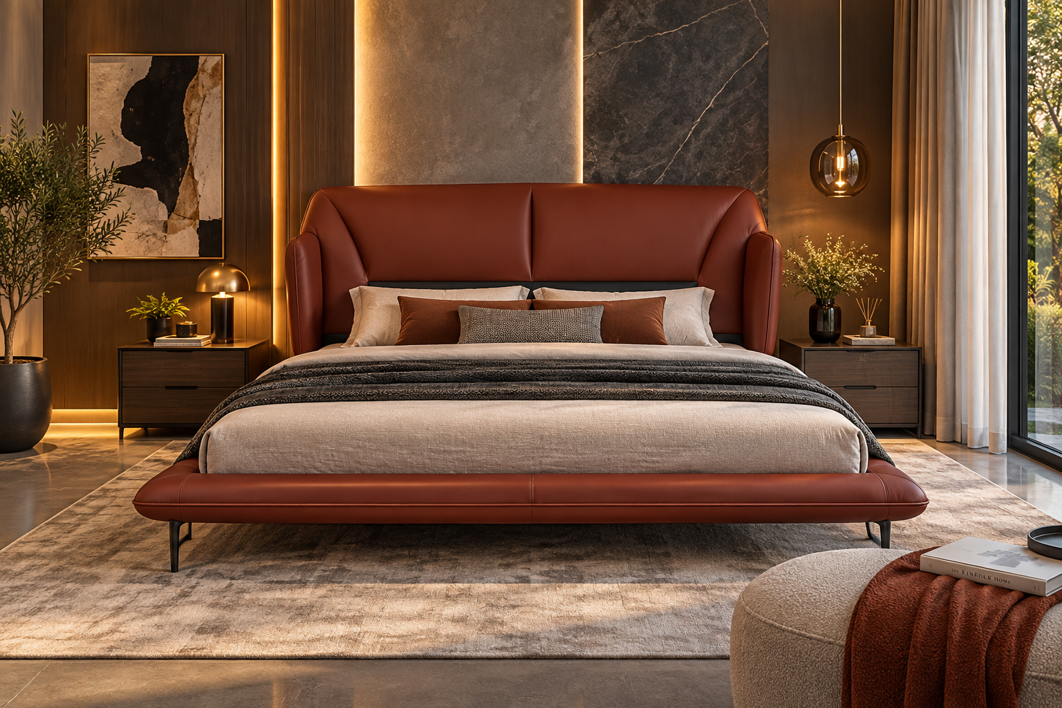 C-307 Verona Bespoke Leather Headboard Cot - Sofa Lusso Bangalore