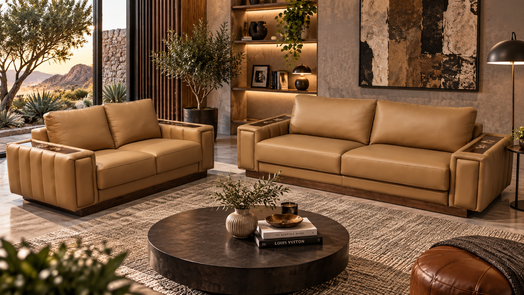 L-17 Amalfi Pebbled Calfskin Living Set - Sofa Lusso Bangalore